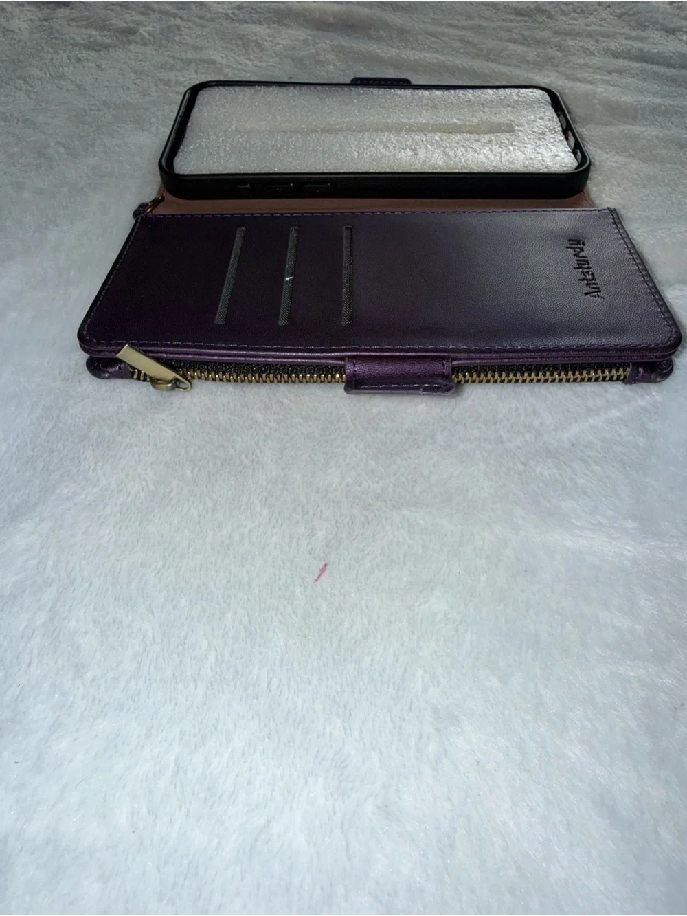 Purple Wallet iPhone 15 Case with Card Slots